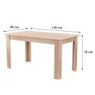Yorki Standard étkezőasztal 140x80 cm sonoma tölgy