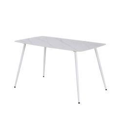   Bora 140 cm szögletes szinterezett kő étkezőasztal fehér