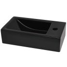 Fekete kerámia mosdó csaptelep furattal 46 x 25,5 x 12 cm