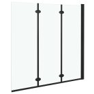 3 paneles fekete ESG zuhanyzó összecsukható ajtóval 130x138 cm