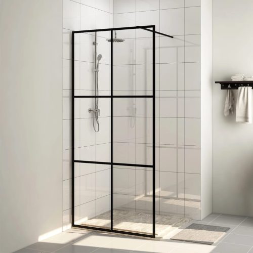 Fekete zuhanyfal átlátszó ESG üveggel 80 x 195 cm