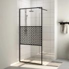 Fekete zuhanyfal átlátszó ESG üveggel 80 x 195 cm