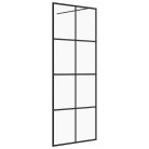 Fekete zuhanyfal átlátszó ESG üveggel 80 x 195 cm