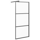 Fekete ESG tejüveg zuhanyfal küszöb nélküli zuhanyhoz 90x195 cm