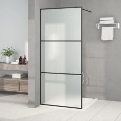   Fekete ESG tejüveg zuhanyfal küszöb nélküli zuhanyhoz 90x195 cm
