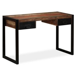   Tömör újrahasznosított fa íróasztal 2 fiókkal 120 x 50 x 76 cm