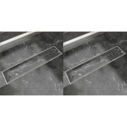   2db lineáris rozsdamentes acél zuhany lefolyó 530 x 140 mm