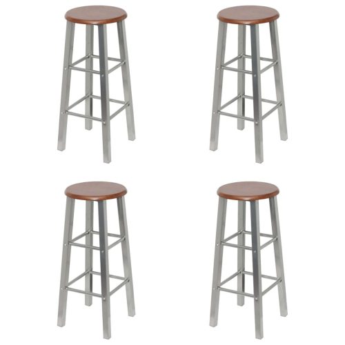 4 db ezüst és barna MDF bárszék