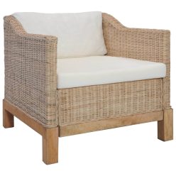 Természetes rattanfotel párnákkal