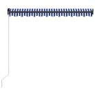 Kék és fehér kézzel kihúzható LED-es napellenző 350 x 250 cm