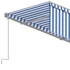 Kék és fehér kézzel kihúzható napellenző redőnnyel 4 x 3 m