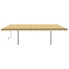Sárga-fehér automata napellenző póznákkal 6x3 m