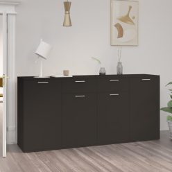 Fekete szerelt fa tálalószekrény 160 x 36 x 75 cm
