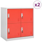 2 db világosszürke-piros acél zárható szekrény 90x45x92,5 cm