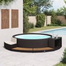 Fekete polyrattan és akácfa pezsgőfürdőkeret