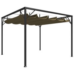   Tópszínű kerti pavilon behúzható tetővel 3 x 3 m 180 g/m²