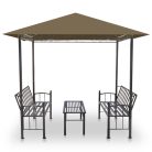 Tópszínű kerti pavilon asztallal, padokkal 2,5x1,5x2,4 m