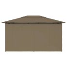 Tópszínű kerti pavilon függönyökkel 4 x 3 m 180 g/m²