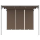 Tópszínű kerti pavilon oldalfüggönnyel 3 x 3 x 2,25 m