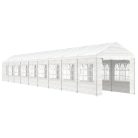 Fehér polietilén pavilon tetővel 20,07 x 2,28 x 2,69 m