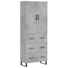 Betonszürke szerelt fa magasszekrény 69,5 x 34 x 180 cm