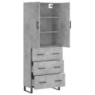 Betonszürke szerelt fa magasszekrény 69,5 x 34 x 180 cm