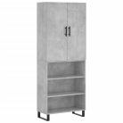 Betonszürke szerelt fa magasszekrény 69,5 x 34 x 180 cm