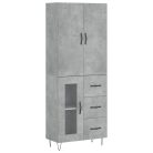 Betonszürke szerelt fa magasszekrény 69,5 x 34 x 180 cm