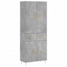 Betonszürke szerelt fa magasszekrény 69,5 x 34 x 180 cm