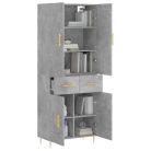 Betonszürke szerelt fa magasszekrény 69,5 x 34 x 180 cm