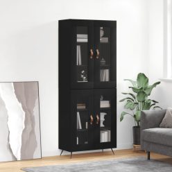 Fekete szerelt fa magasszekrény 69,5 x 34 x 180 cm