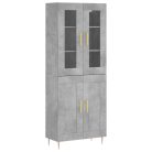 Betonszürke szerelt fa magasszekrény 69,5 x 34 x 180 cm