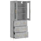 Betonszürke szerelt fa magasszekrény 69,5 x 34 x 180 cm