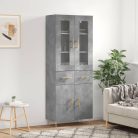 Betonszürke szerelt fa magasszekrény 69,5 x 34 x 180 cm