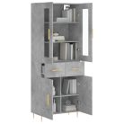 Betonszürke szerelt fa magasszekrény 69,5 x 34 x 180 cm