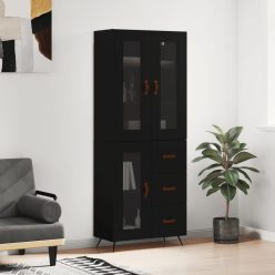 Fekete szerelt fa magasszekrény 69,5 x 34 x 180 cm