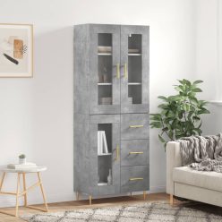 Betonszürke szerelt fa magasszekrény 69,5 x 34 x 180 cm