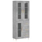 Betonszürke szerelt fa magasszekrény 69,5 x 34 x 180 cm