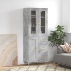 Betonszürke szerelt fa magasszekrény 69,5 x 34 x 180 cm