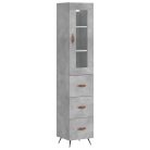 Betonszürke szerelt fa magasszekrény 34,5x34x180 cm