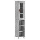 Betonszürke szerelt fa magasszekrény 34,5x34x180 cm
