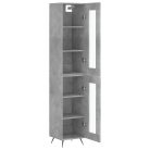 Betonszürke szerelt fa magasszekrény 34,5x34x180 cm