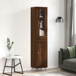   Barna tölgy színű szerelt fa magasszekrény 34,5x34x180 cm