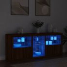 Barna tölgy színű tálalószekrény LED-ekkel 162 x 37 x 67 cm