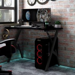 Fekete Y-lábú gamer asztal 90 x 60 x 75 cm