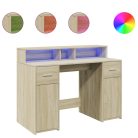 Sonoma tölgy színű szerelt fa íróasztal LED-ekkel 120x55x91 cm
