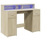 Sonoma tölgy színű szerelt fa íróasztal LED-ekkel 120x55x91 cm