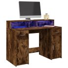 Füstös tölgy színű szerelt fa íróasztal LED-ekkel 120x55x91 cm