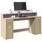 Sonoma tölgy színű szerelt fa íróasztal LED-ekkel 160x55x91 cm