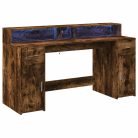 Füstös tölgy színű szerelt fa íróasztal LED-ekkel 160x55x91 cm